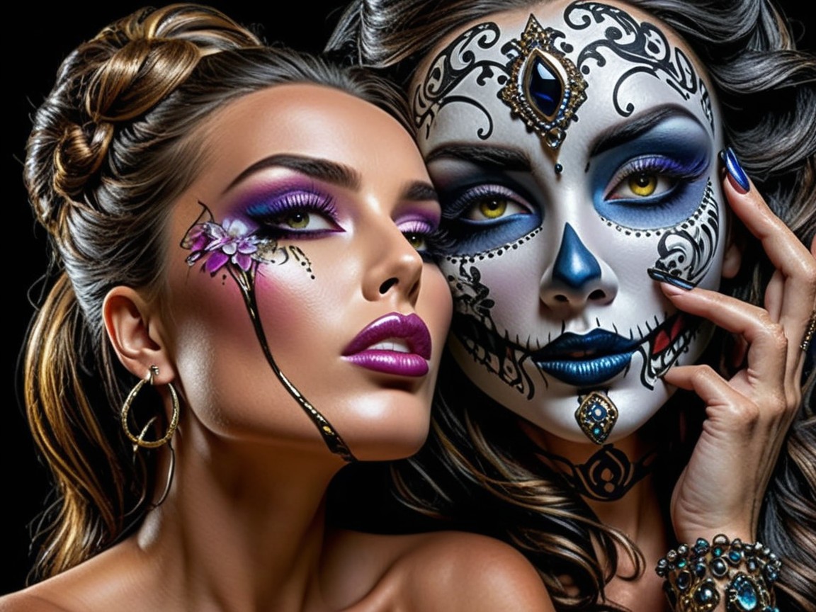 Two Women with Artistic and Elegant Makeup Styles