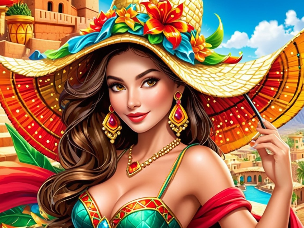 Vibrant Digital Illustration of a Tropical Woman