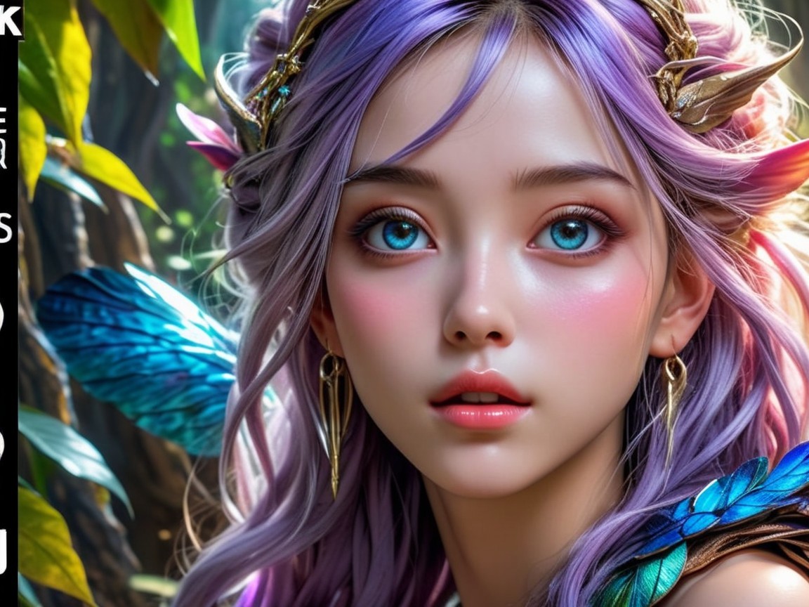 Fantasy Portrait of a Young Woman with Purple Hair