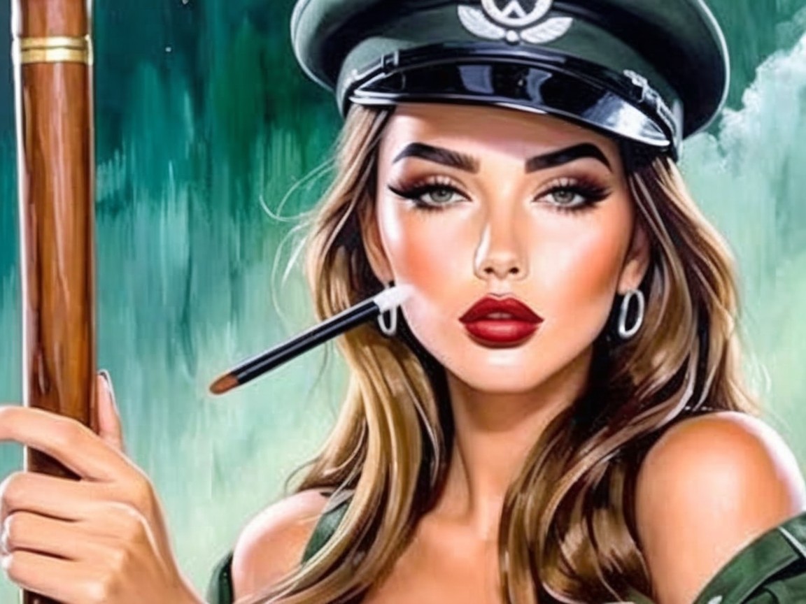 Portrait of a Confident Woman in Military Uniform