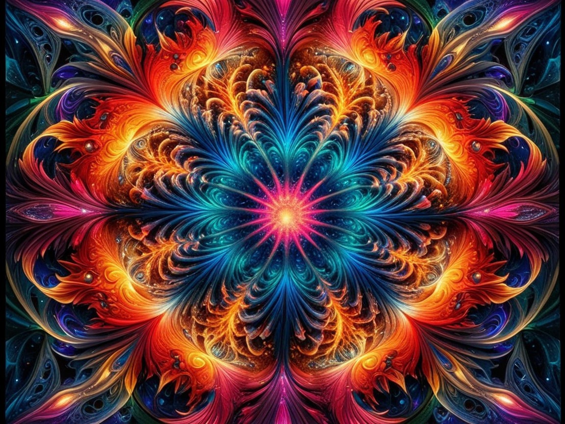 Vibrant Fractal Design with Colorful Patterns and Depth