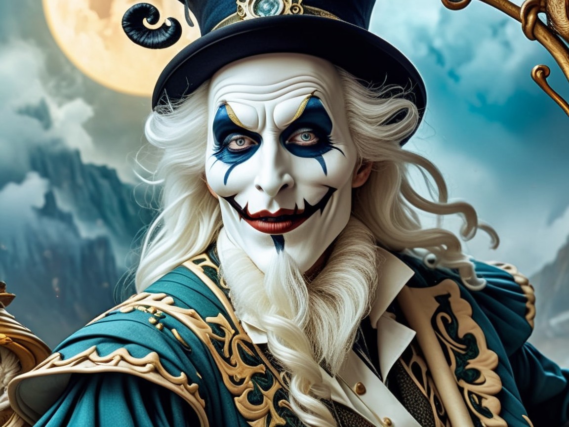 Elaborate Costume Character with Teal and Gold Accents