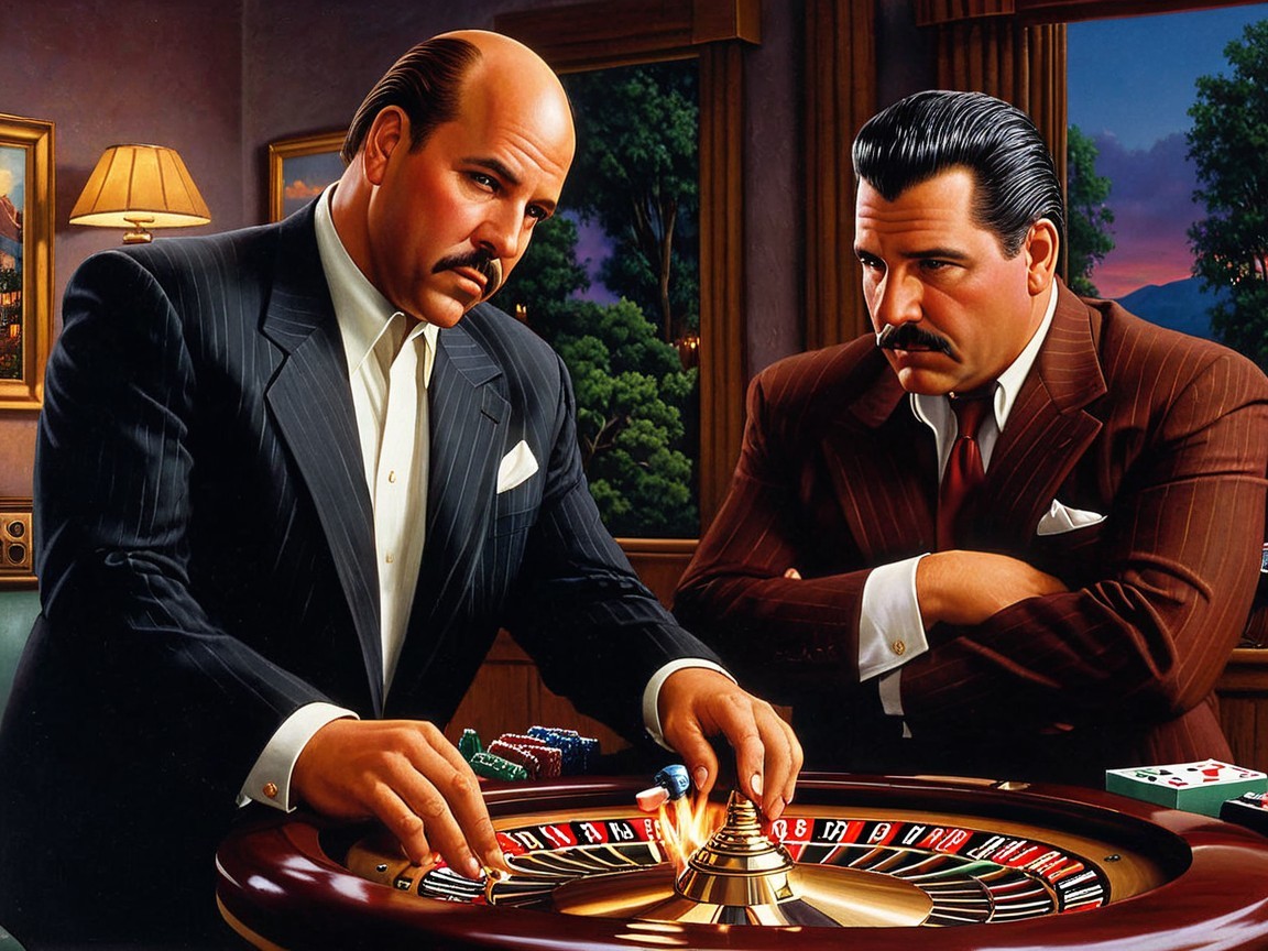 Men at Roulette Table in Luxurious Casino Setting