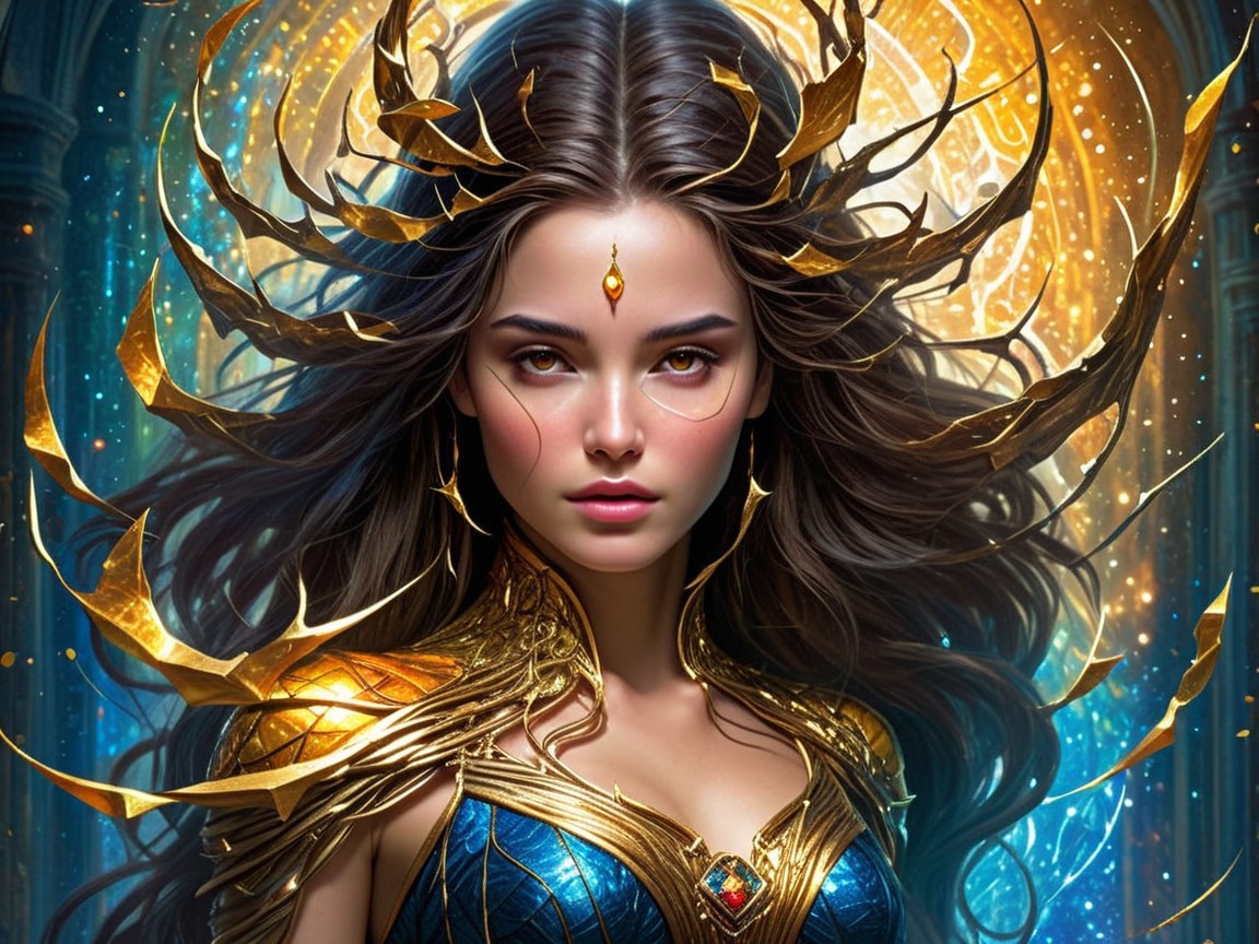 Fantasy Portrait of Woman with Antler Extensions