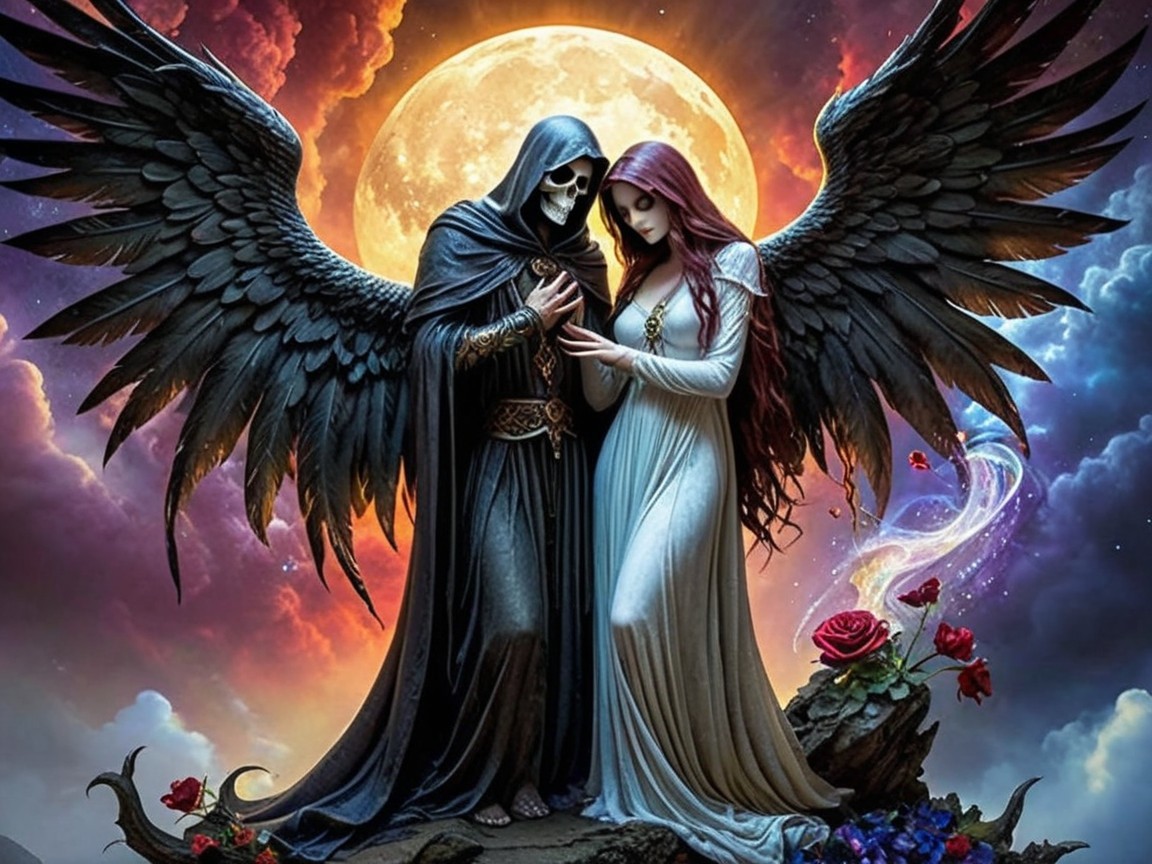 Mystical Scene of Life and Death with Winged Figures