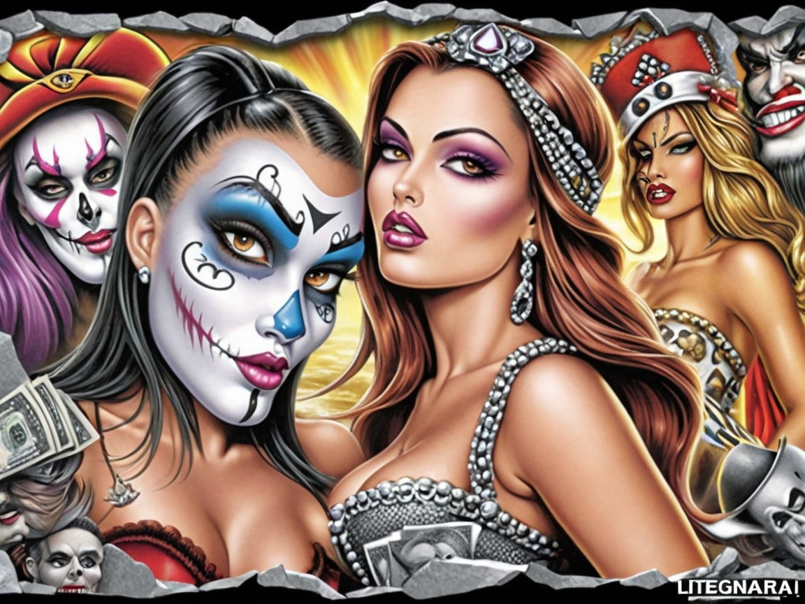 Vibrant Illustration of Women in Fantasy and Horror Theme