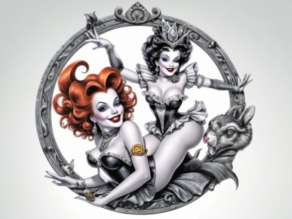 Stylized Characters in Dramatic Circular Frame