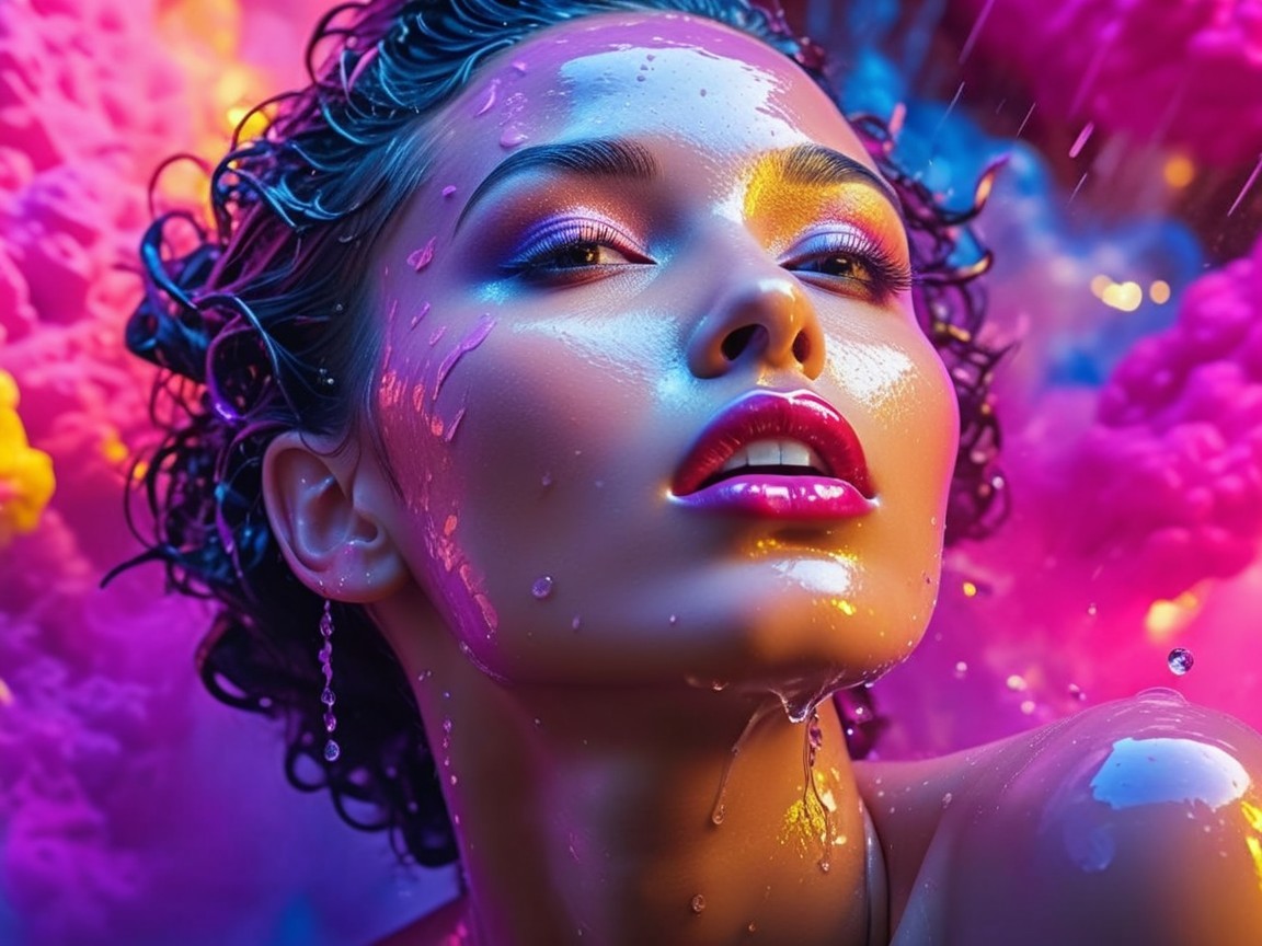 Glamorous Close-Up of a Woman with Vibrant Hair