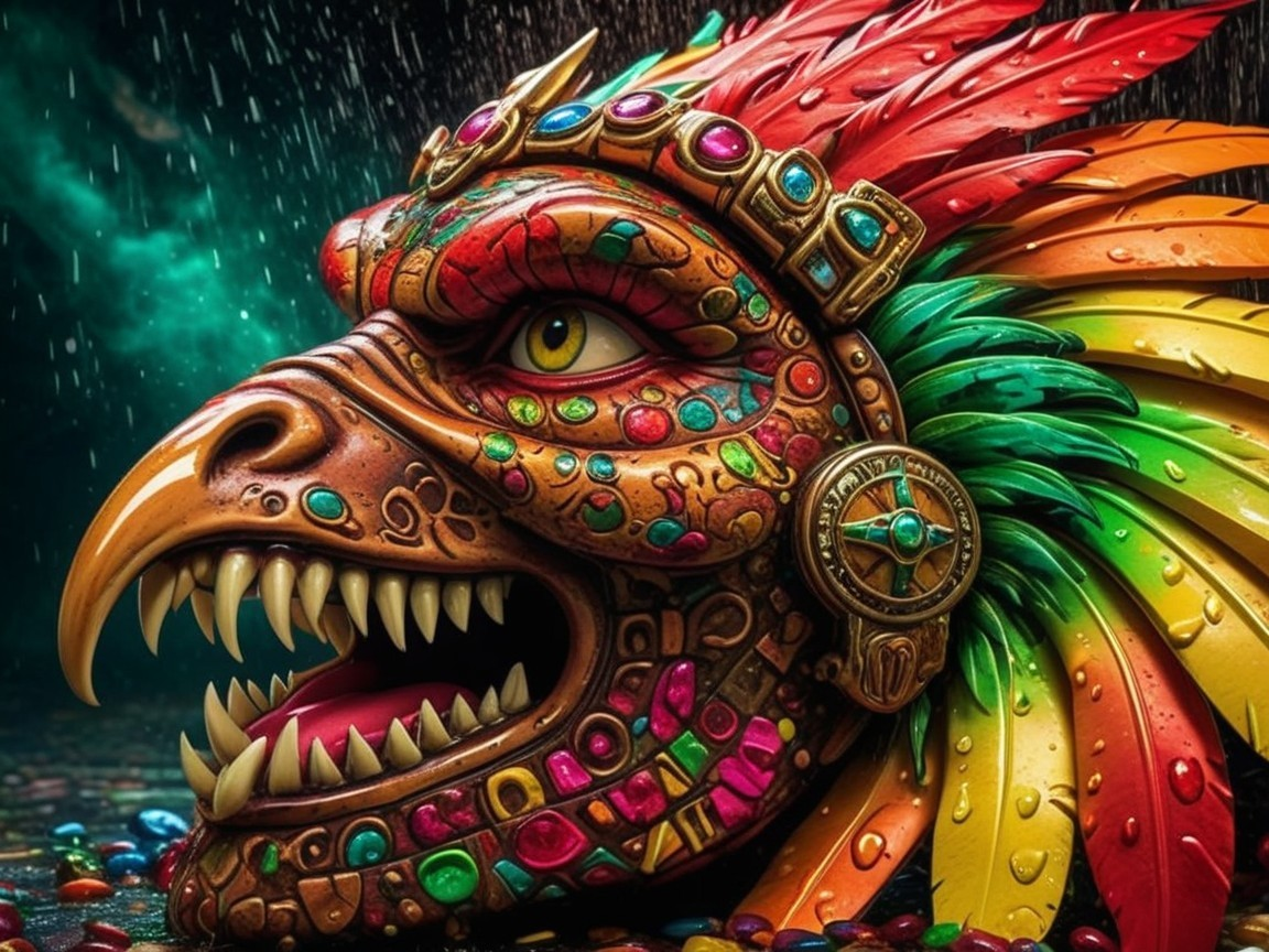 Vibrant Dragon Head Design with Colorful Jewels