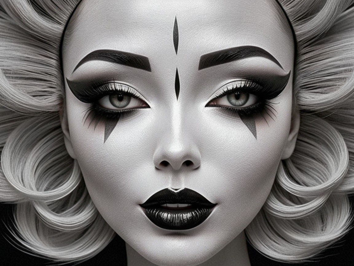 Striking Portrait of a Model with Elaborate Makeup