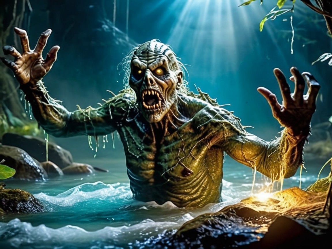 Horrifying Creature in Ominous Swamp Setting