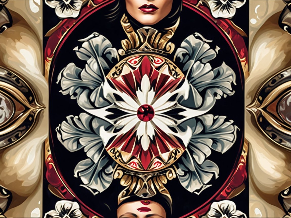 Symmetrical Intricate Design with Bold Colors and Patterns