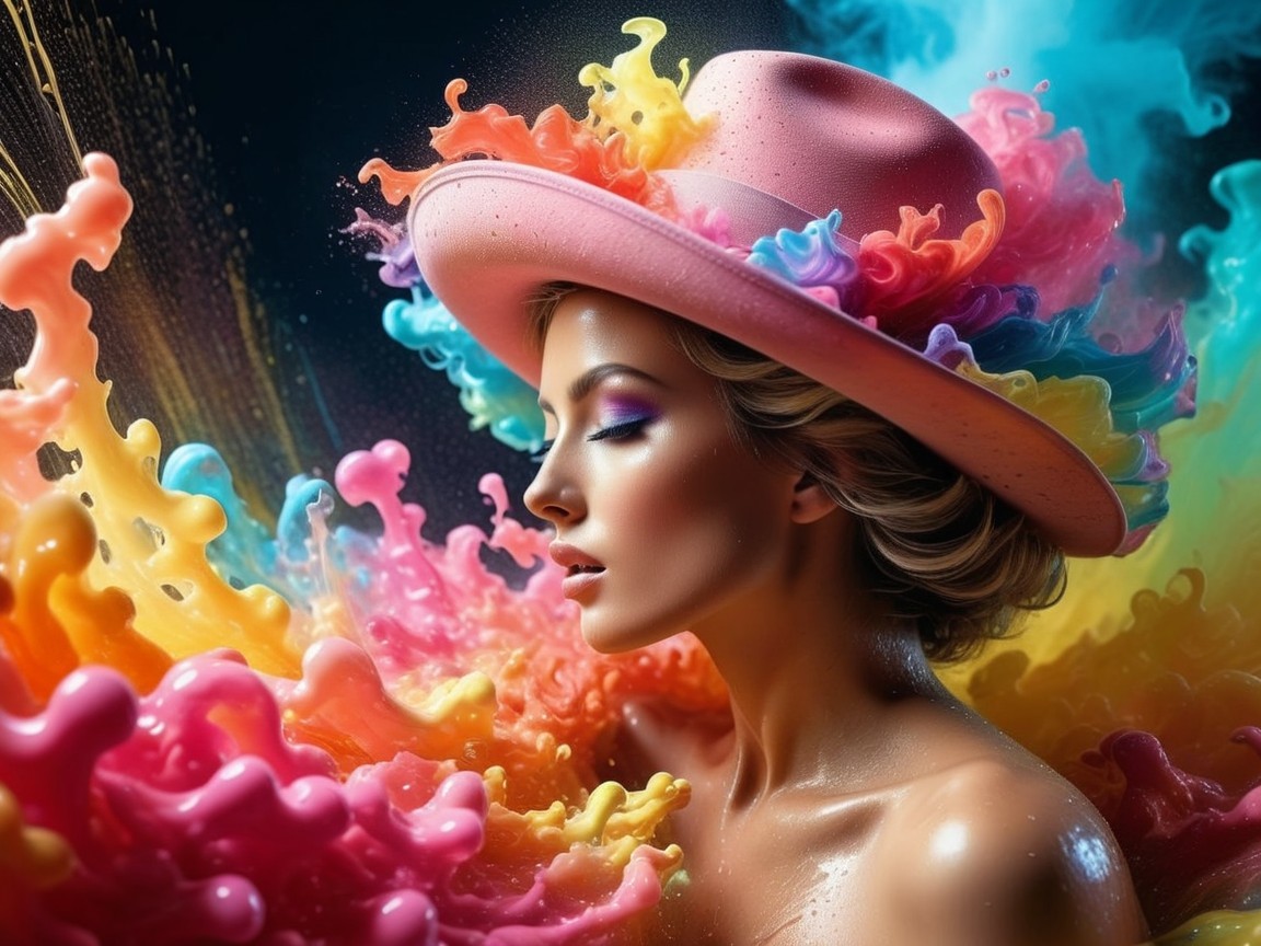 Portrait of a Woman in a Vibrant Pink Hat