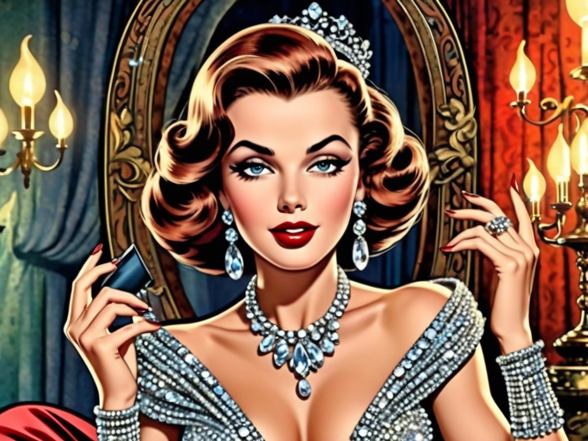 Vintage Elegance of a Glamorous Woman in Classic Style