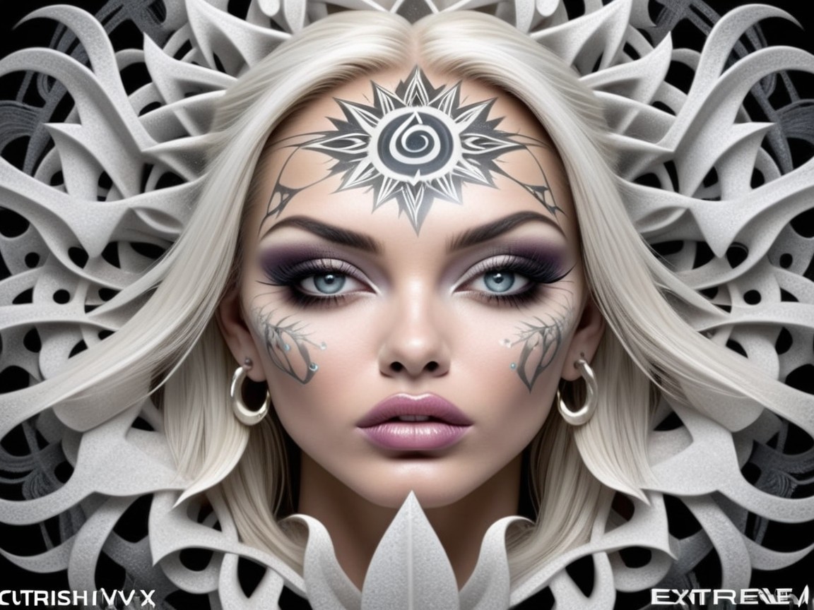Portrait of a Woman with Blonde Hair and Tattoos
