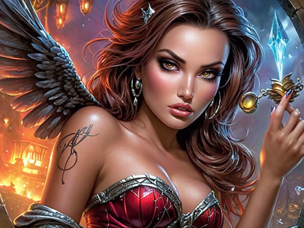 Character Description with Chestnut Hair and Wings