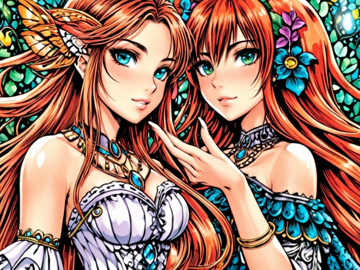 Enchanting Women with Teal Eyes and Red Hair