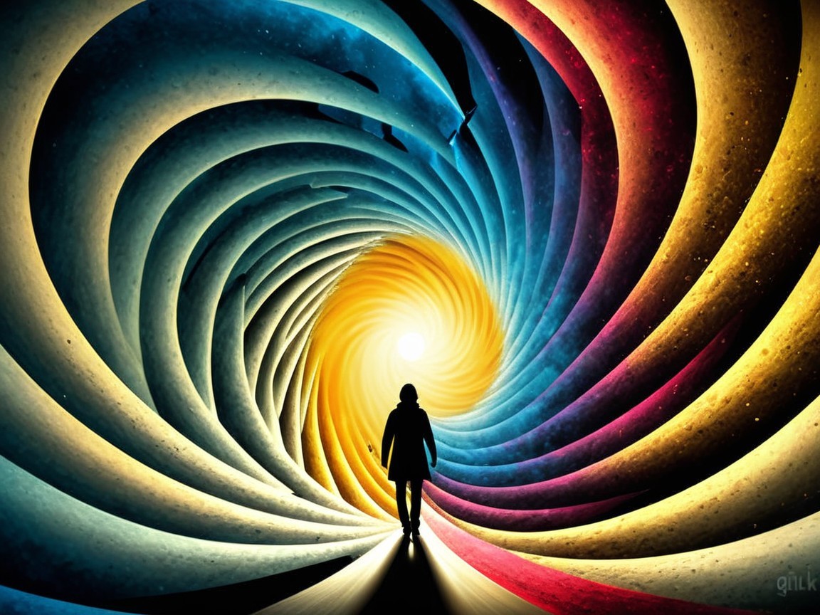 Vibrant Colorful Vortex with Spiraling Patterns