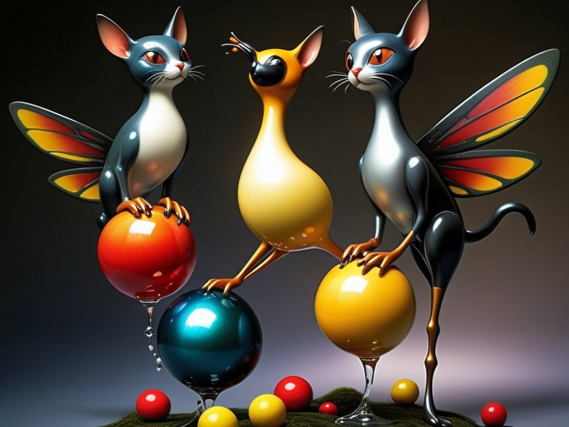 Whimsical Creatures in Vibrant Digital Painting