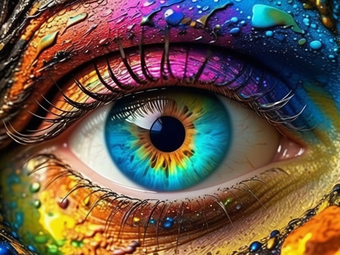 Close-Up of a Vibrant Multicolored Eye Artwork