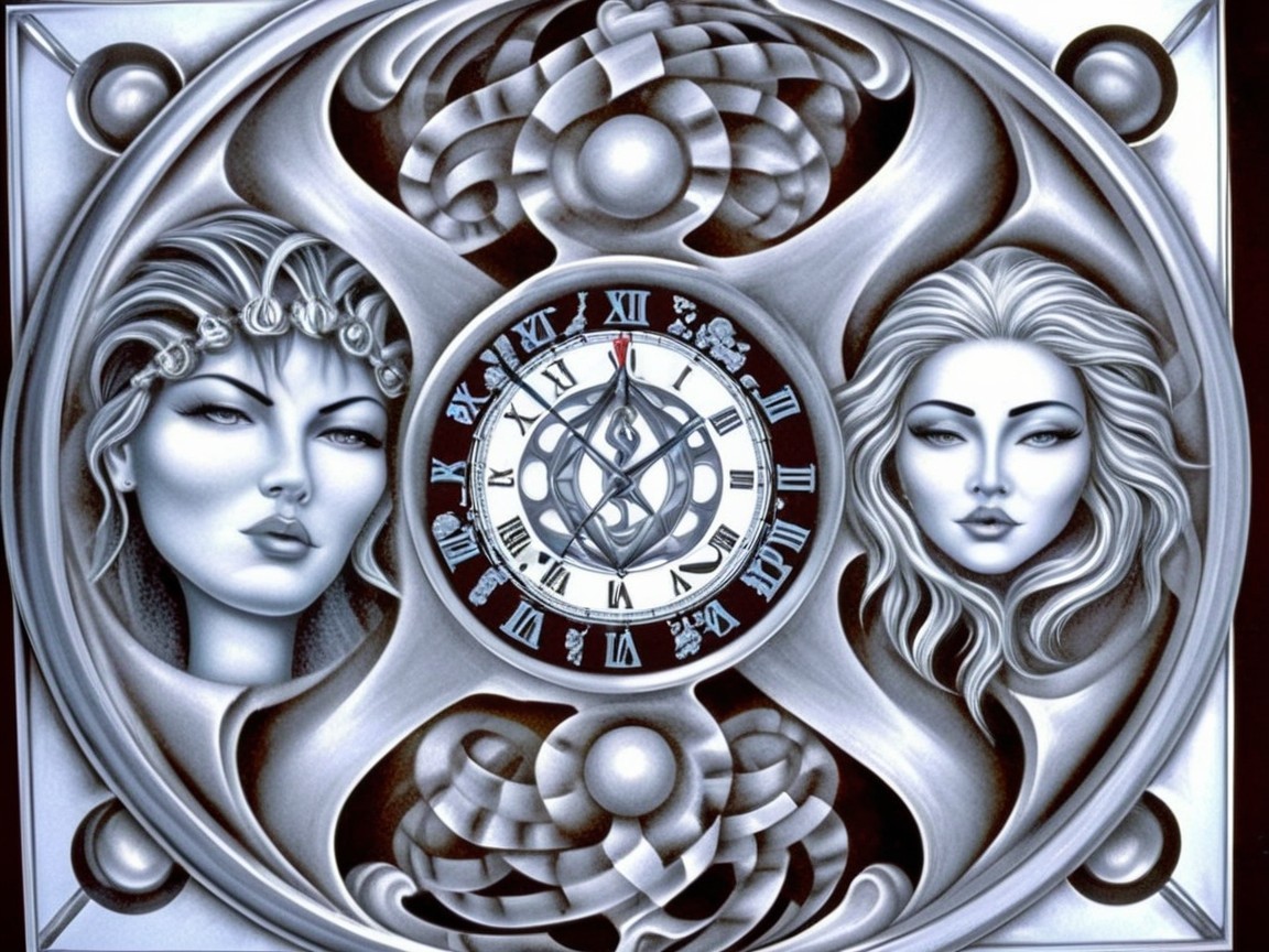 Monochromatic Clock Design with Stylized Female Faces