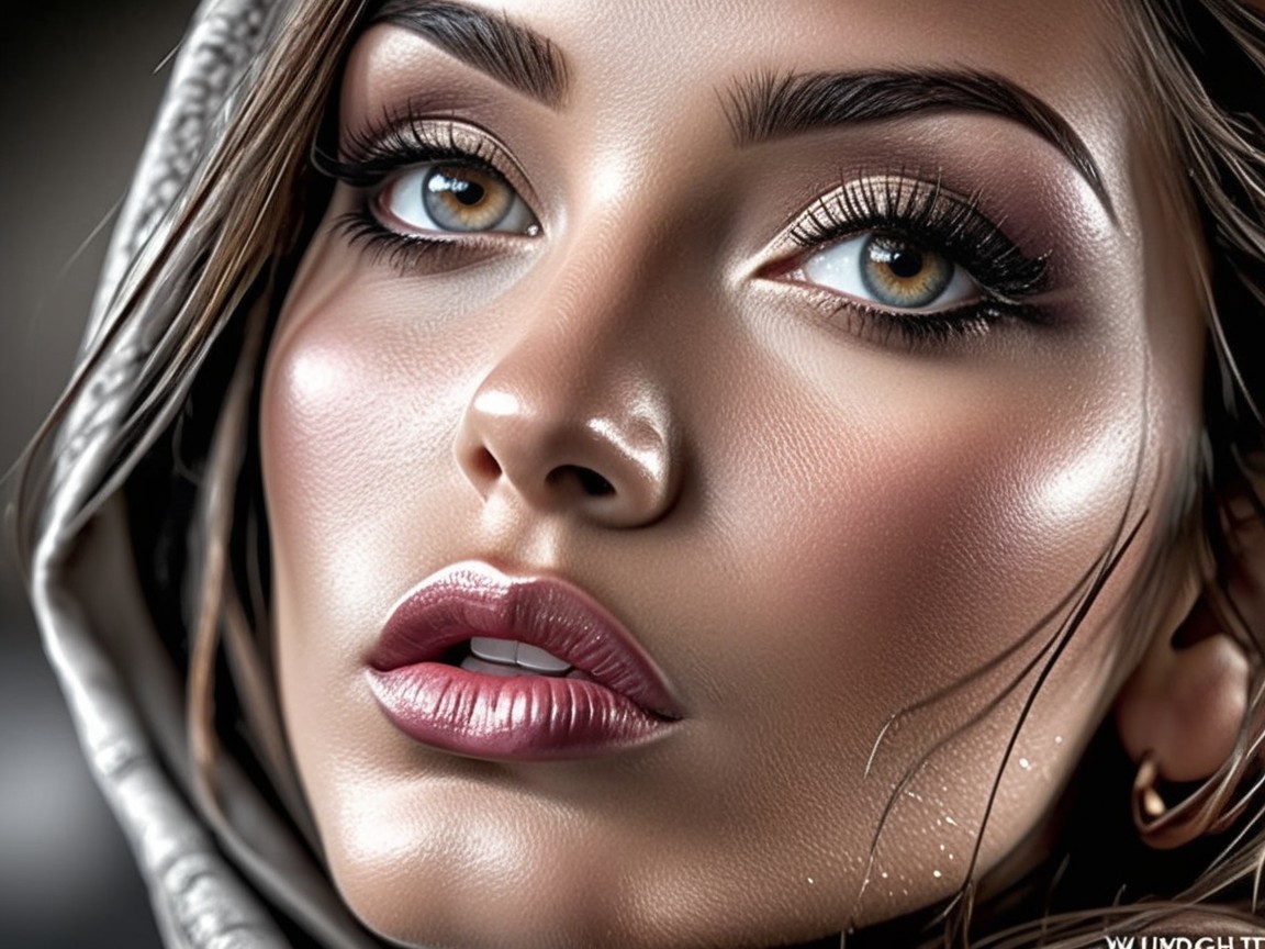 Close-up Portrait of a Young Woman with Hazel Eyes