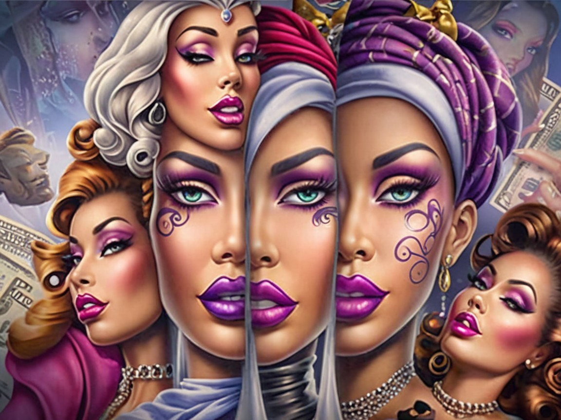 Vibrant Digital Collage of Glamorous Women