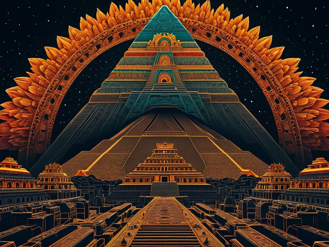 Intricate Pyramid Structure with Geometric Patterns
