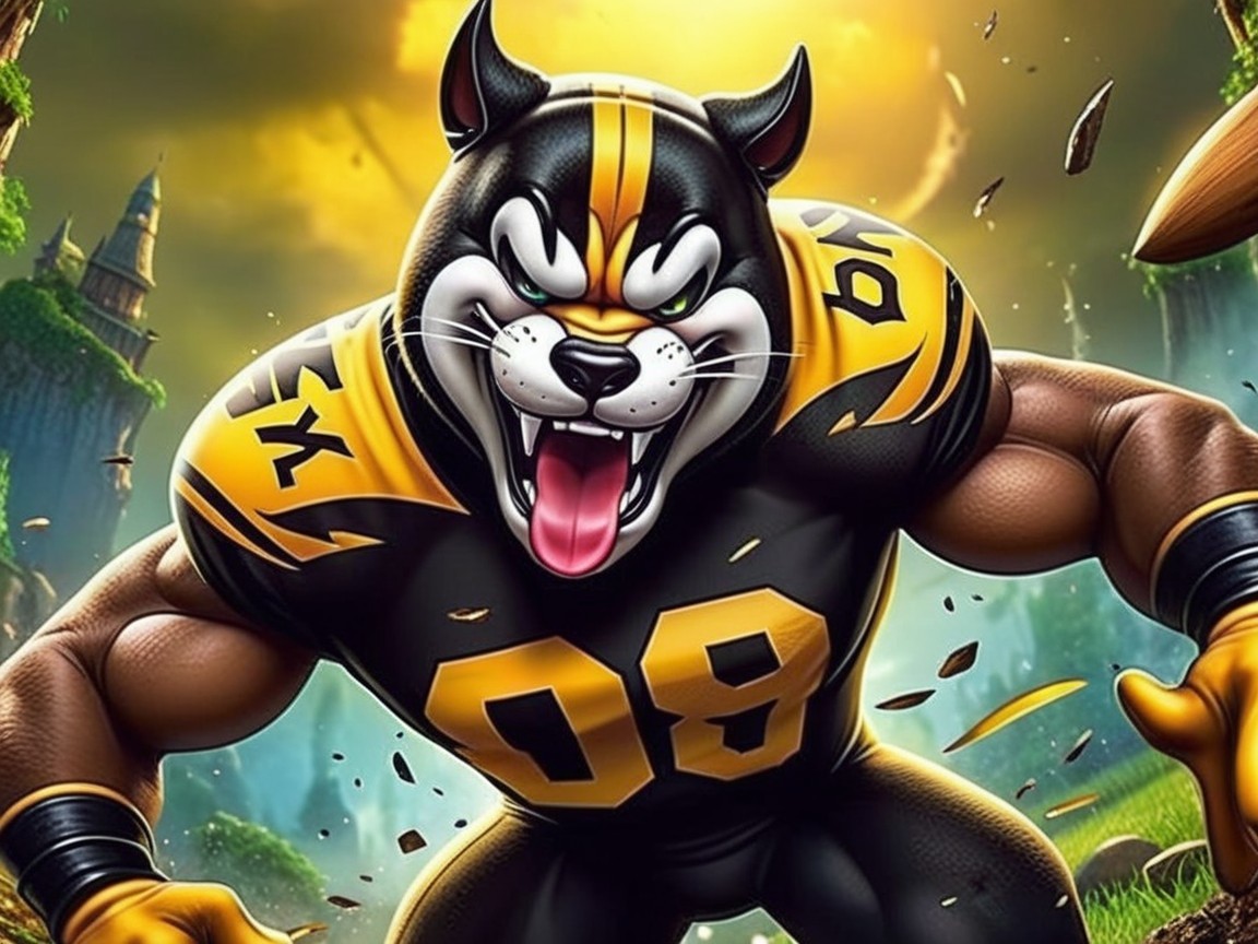 Animated Panther Character in Football Uniform