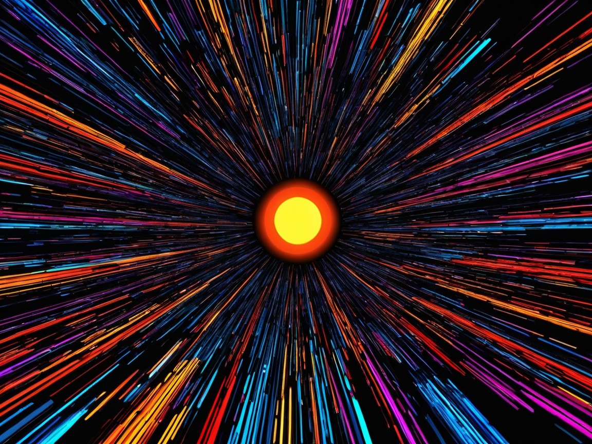 Vibrant Color Burst from Central Yellow Sun Illustration