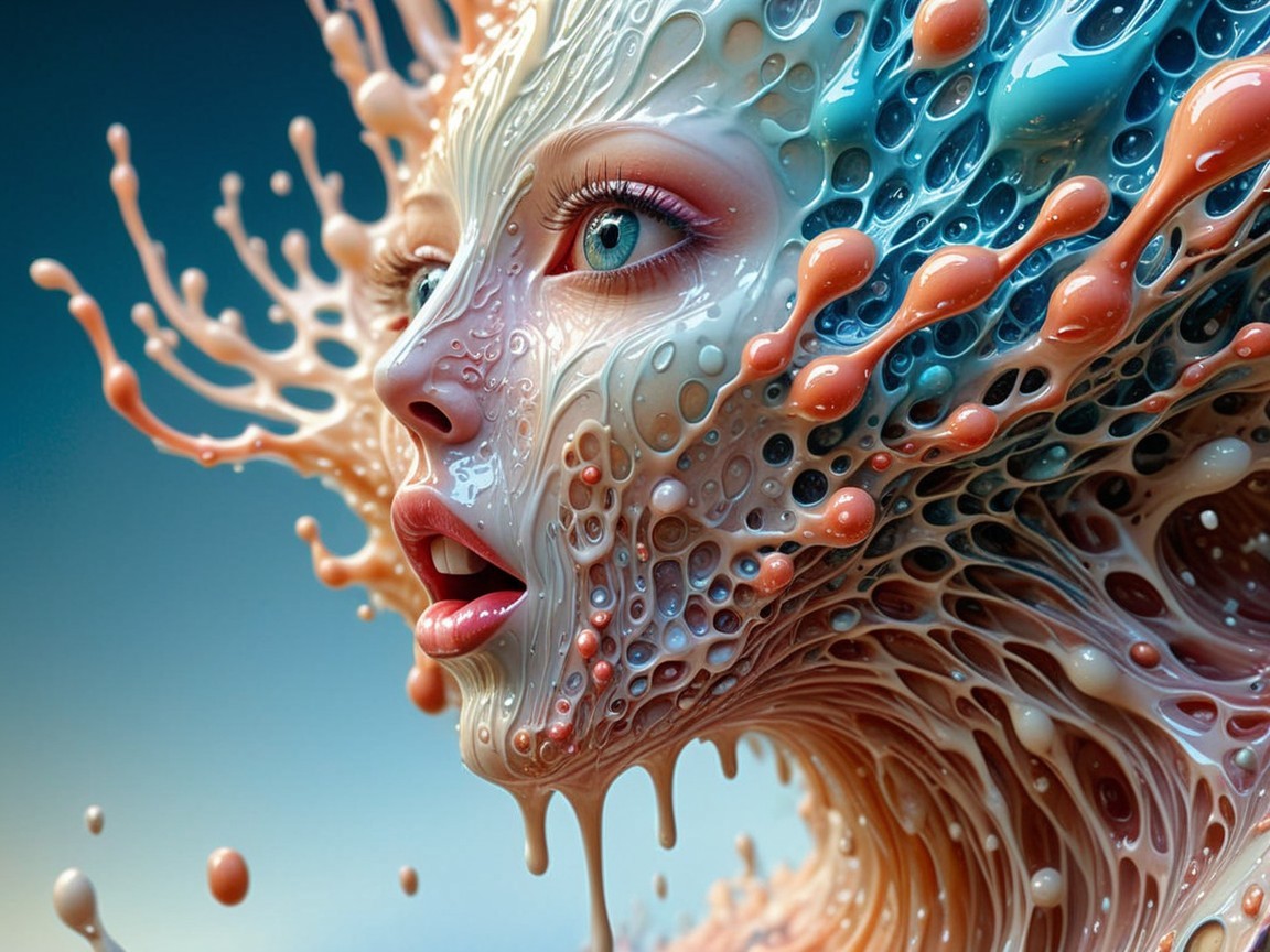 Surreal Abstract Face in Vibrant Organic Shapes