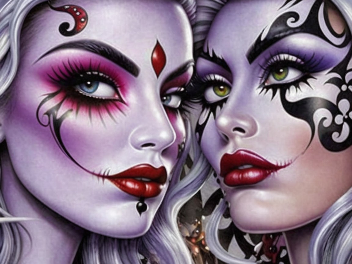 Ethereal Figures with Intricate Makeup Designs