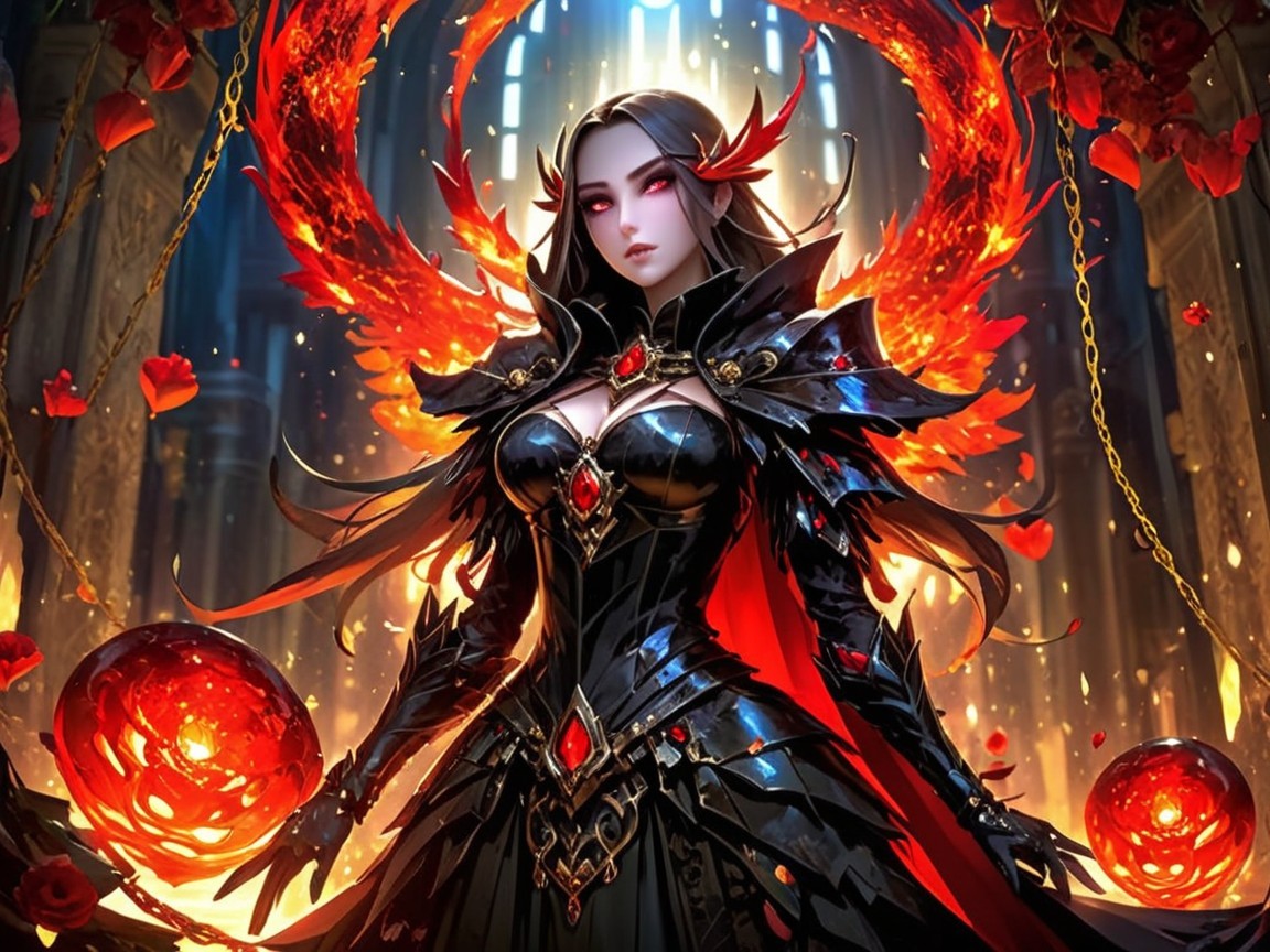 Dark Fantasy Character in Ornate Gothic Setting