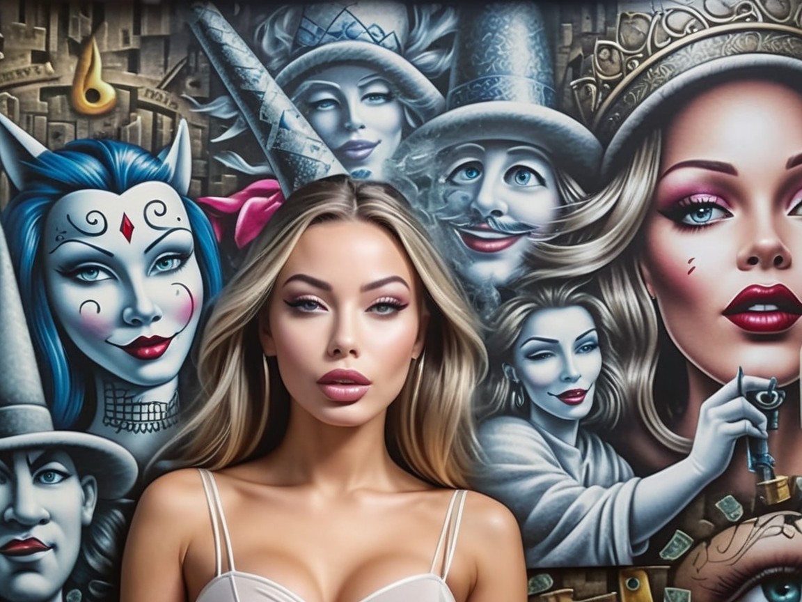 Woman with Blonde Hair in Front of Colorful Mural