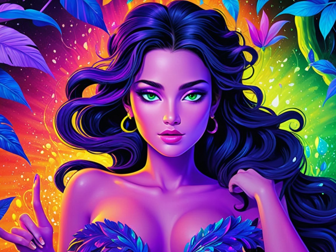 Fantasy Portrait of Woman with Colorful Background