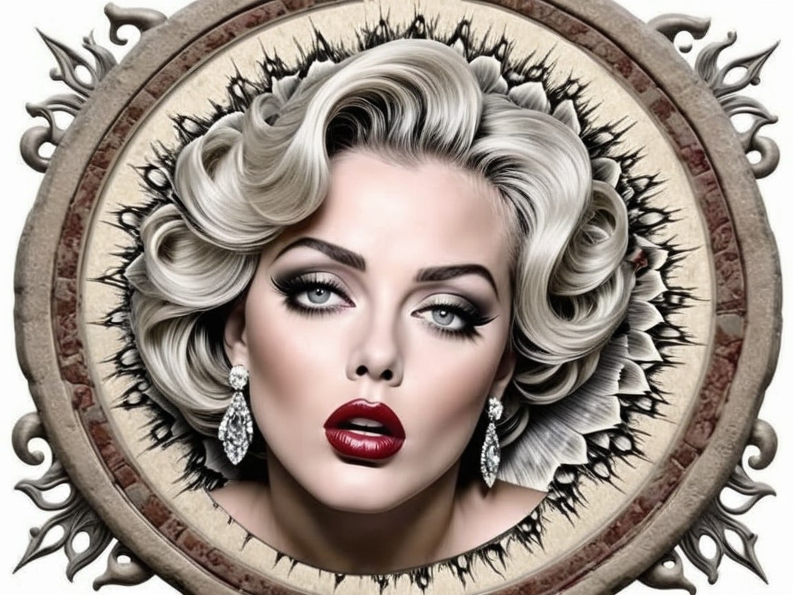 Female Portrait in Vintage Mirror with Glamorous Features