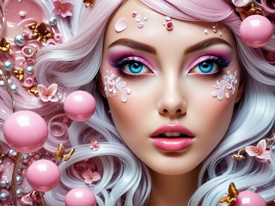 Glamorous Portrait of a Young Woman with Pastel Hair