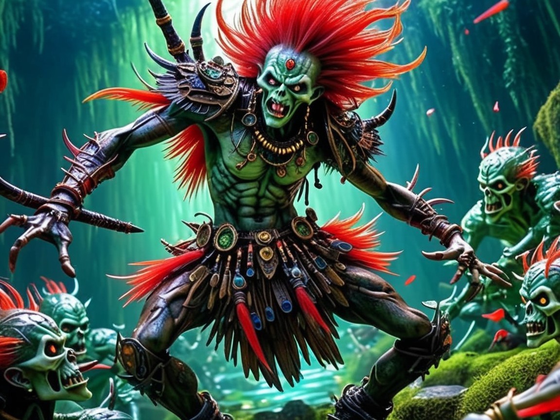 Skeletal Warrior in Mystical Underwater Scene