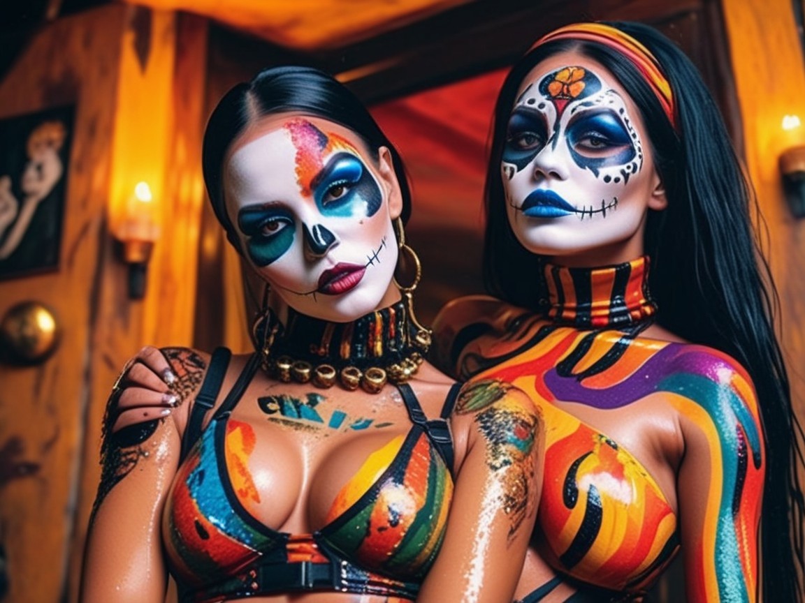 Vibrant Day of the Dead Makeup and Festive Outfits