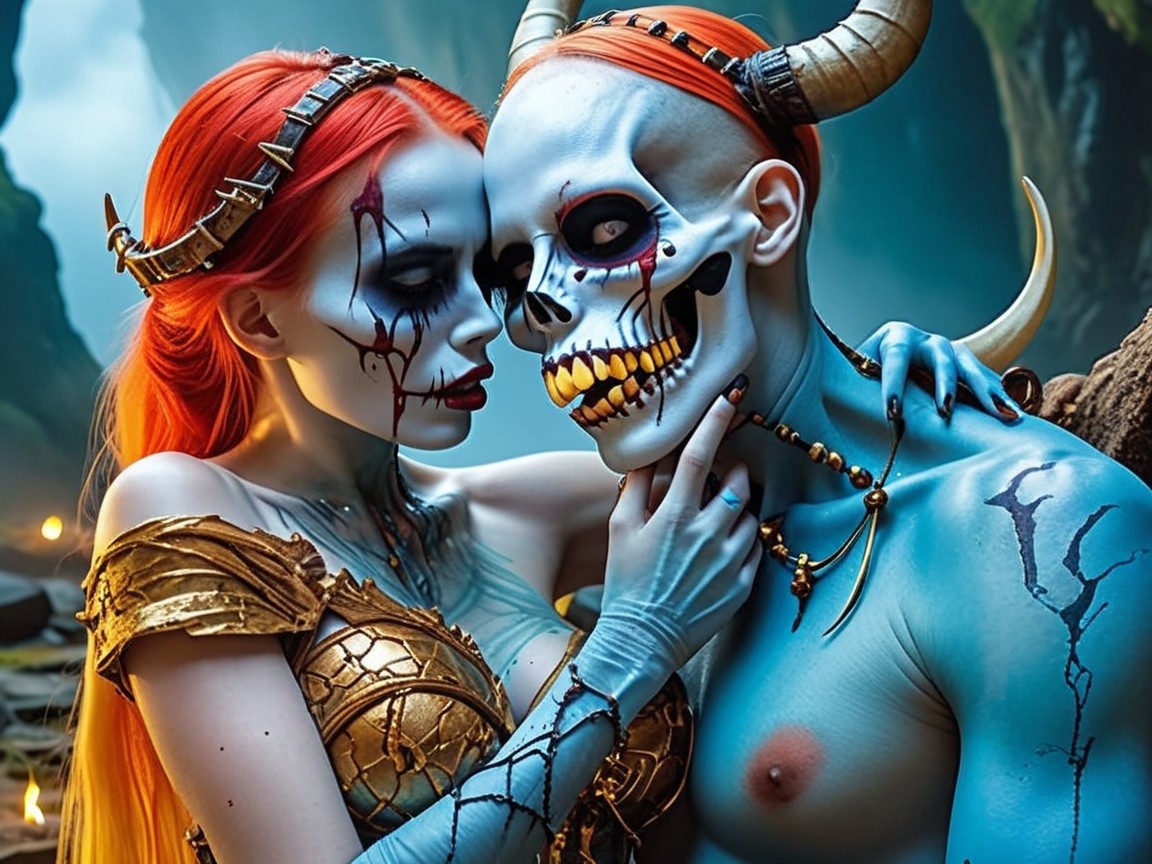 Fantasy Scene with Elaborate Costumes and Makeup