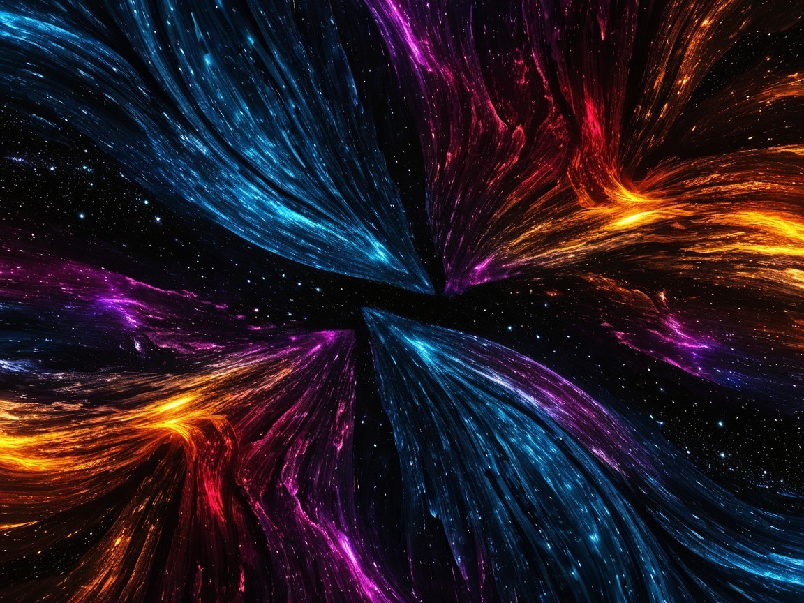 Vibrant Cosmic Scene with Swirling Color Streams