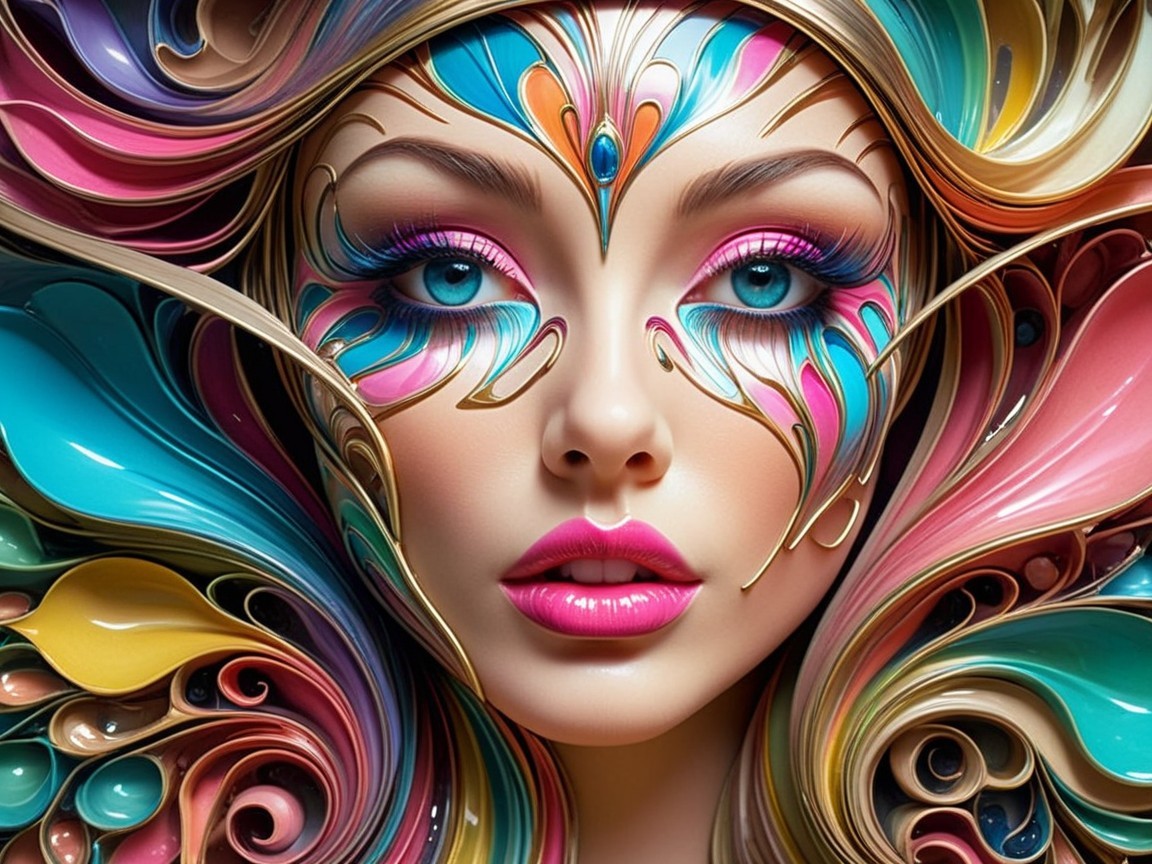 Colorful Artistic Portrait of a Woman with Patterns