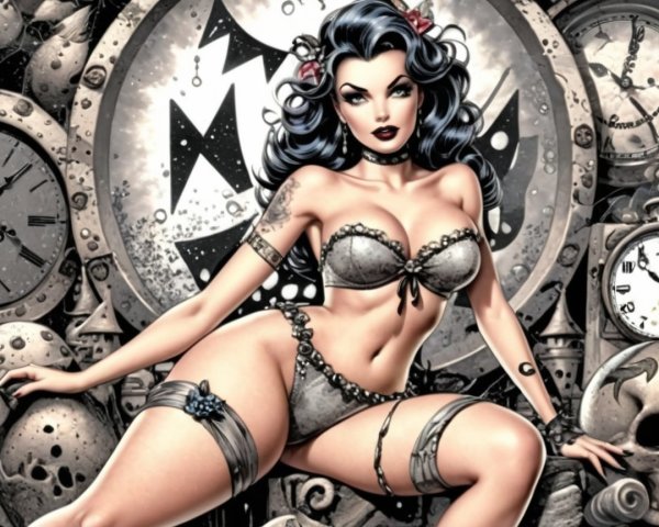 Pin-Up Style Character in Steampunk Setting