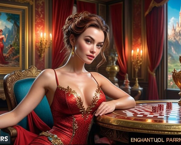 Elegant Woman in Luxurious Casino Setting