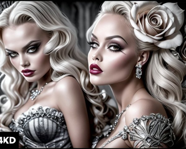 Glamorous Women with Stylish Hair and Elegant Outfits