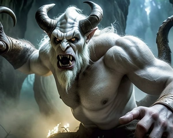 Mythological Creature in Misty Forest Setting