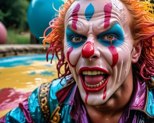 Vibrant Clown with Colorful Costume and Playful Atmosphere