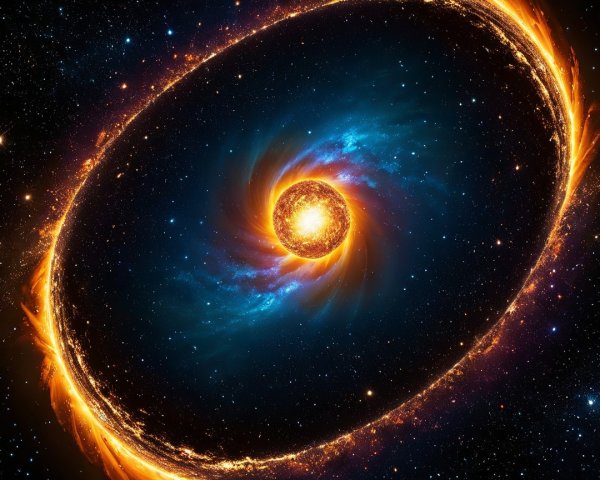 Radiant Sun Surrounded by Colorful Cosmic Clouds