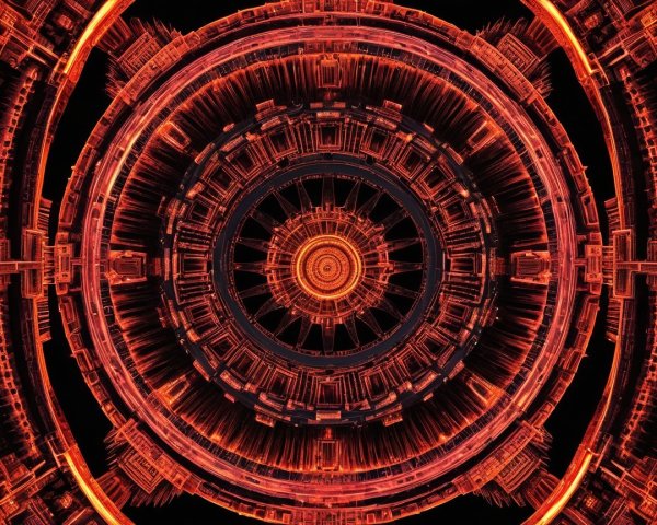 Intricate Circular Design in Fiery Red and Orange