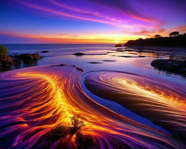 Vibrant Sunset Over Serene Ocean Landscape